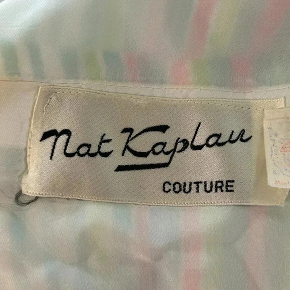 Nat Kaplan Couture Vintage 60s Silk Striped Caped Maxi Dress - Picture 10 of 13